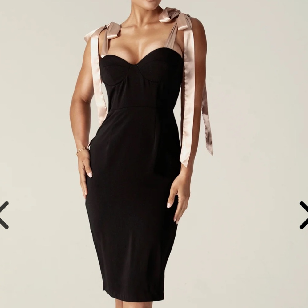 Alieva Black midi bow tie dress